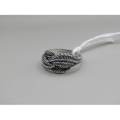 1664 - SILVER FEATHER RING - SIZE N