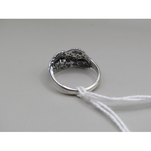 1664 - SILVER FEATHER RING - SIZE N