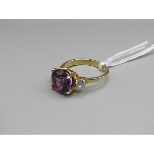 1665 - SILVER GILT ALEXANDRITE RING - SIZE O