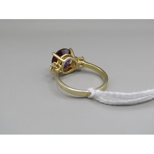 1665 - SILVER GILT ALEXANDRITE RING - SIZE O