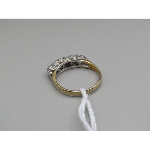 1675 - SILVER GILT CZ RING - 5 STONES - SIZE L