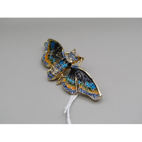 1686 - ENAMEL CRYSTAL BEE BROOCH