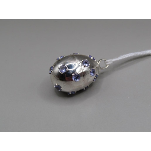 1690 - SILVER TANZANITE EGG PENDANT