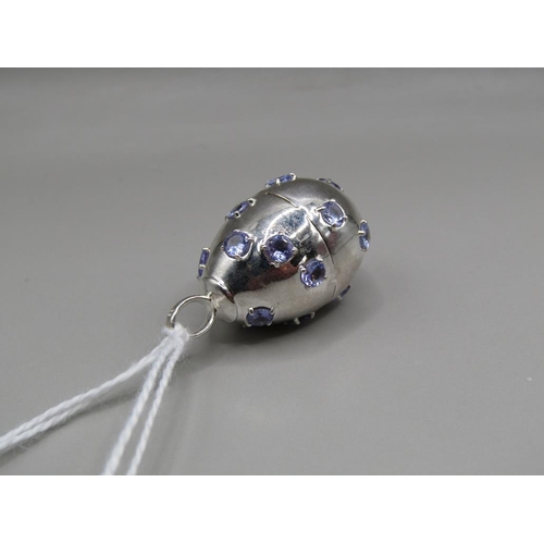 1690 - SILVER TANZANITE EGG PENDANT