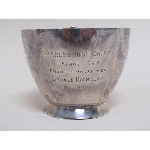 1693 - PRESENTATION SILVER CHRISTENING MUG DEAKIN AND FRANCIS BIRMINGHAM 1920 4.2ozt