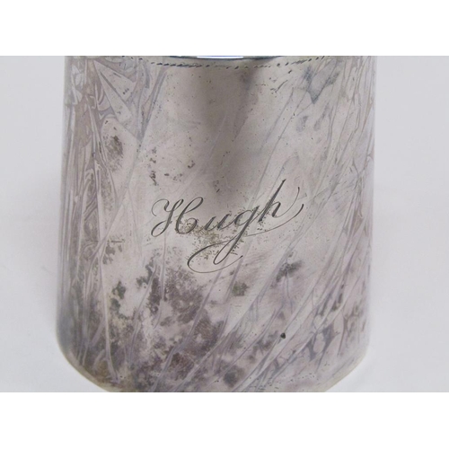 1698 - 20c SILVER CHRISTENING TANKARD INSCRIBED HUGH JB CHATTELEY AND SONS, BIRMINGHAM 1943 4.7ozt