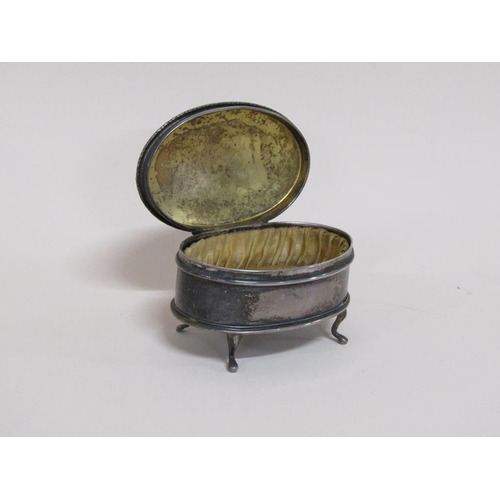 1703 - OVAL SILVER RING BOX BIRMINGHAM 1919, TOTAL WEIGHT OF 2.5ozt