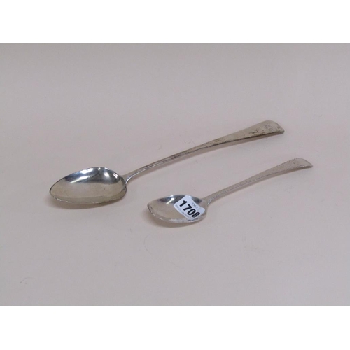 1708 - TWO GEORGIAN SILVER SPOONS COMBINED WEIGHT 5.2ozt