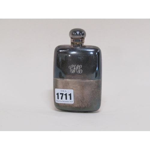 1711 - STERLING SILVER HIP FLASK 6.3ozt