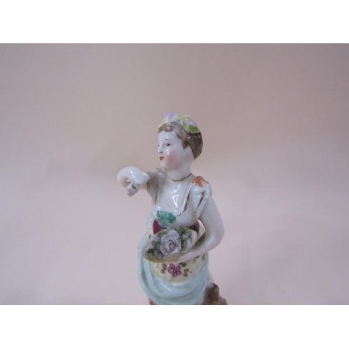 1864 - THREE LATE 19C CONTINENTAL PORCELAIN FIGURINES - ONE A/F, LARGEST 14CM H