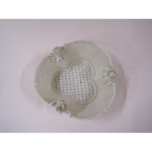 1885 - BELLEEK BASKET WEAVE BOWL, 17CM W