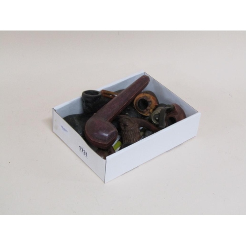 1731 - BOX OF MIXED PIPES - SOME SILVER MOUNTED