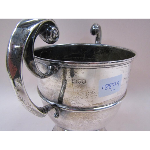 1763 - MAPPIN BROS EARLY 20C SILVER TROPHY CUP ON WOODEN BASE, 23.3ozt