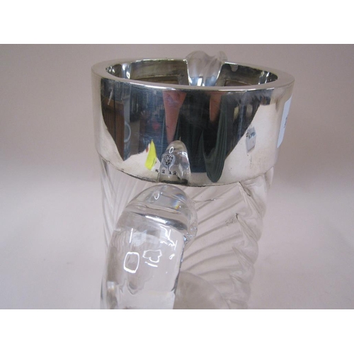 1765 - SILVER MOUNTED TWIST GLASS WATER JUG, GLASS A/F