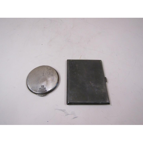 1772 - SILVER ENGINE TURNED COMPACT; SILVER ENGINE TURNED CIGARETTE CASE