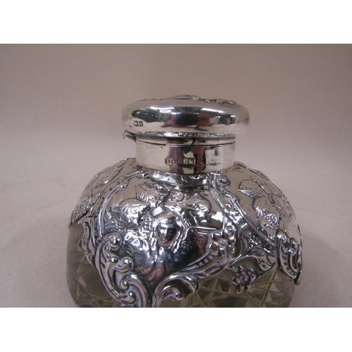 1774 - GLASS SILVER MOUNTED INKWELL