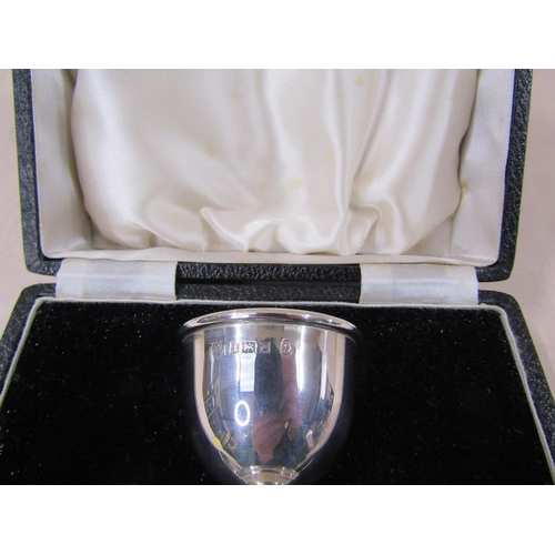 1797 - BOXED SILVER EGG CUP AND SPOON, 1.4ozt