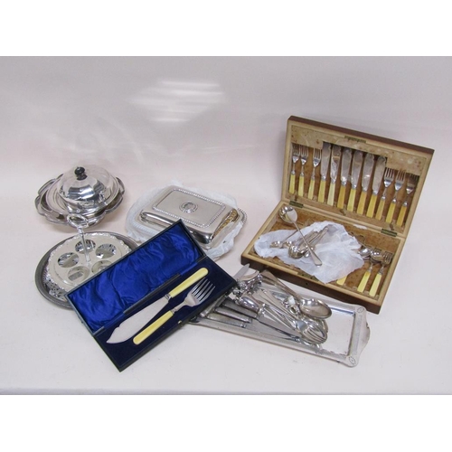 1850 - BOX OF MIXED SILVER PLATED TO INC. ENTREE DISHES