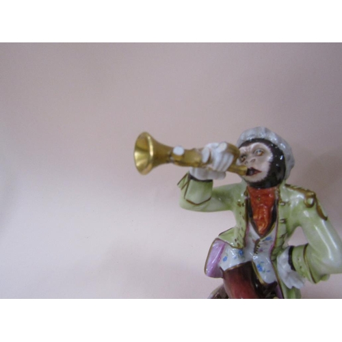 1990 - FIVE DRESDEN MONKEY BAND FIGURES, A/F, LARGEST 17CM H