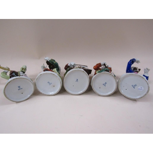 1990 - FIVE DRESDEN MONKEY BAND FIGURES, A/F, LARGEST 17CM H