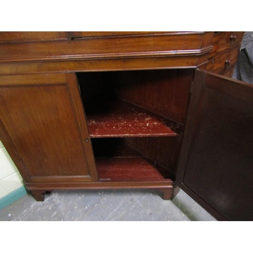 2005 - 19c MAHOGANY STANDING CORNER CUPBOARD WITH ASTRAGAL GLAZED DOORS 120 x 212 H cms