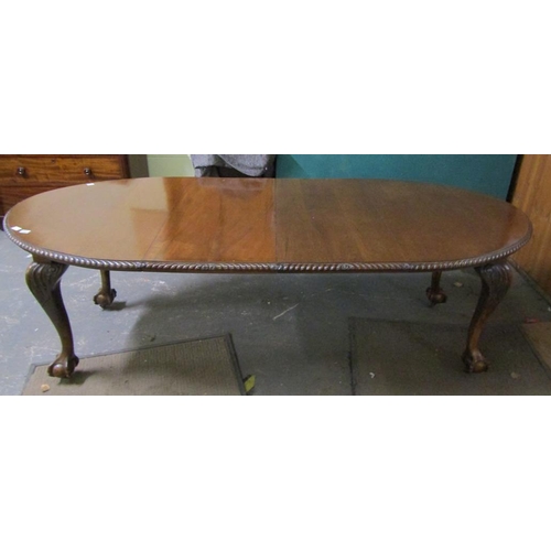 2007 - LATE 19/EARLY 20c MID GEORGIAN STYLE MAHOGANY EXTENDING DINING TABLE WITH GADROON CARVED EDGE ON BAL... 