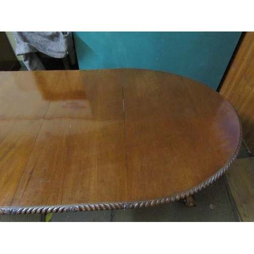 2007 - LATE 19/EARLY 20c MID GEORGIAN STYLE MAHOGANY EXTENDING DINING TABLE WITH GADROON CARVED EDGE ON BAL... 