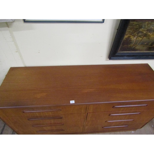 2011 - 1960/70 G PLAN TEAK SIDE UNIT FITTED EIGHT SHORT DRAWERS, 142CM W, 76CM H