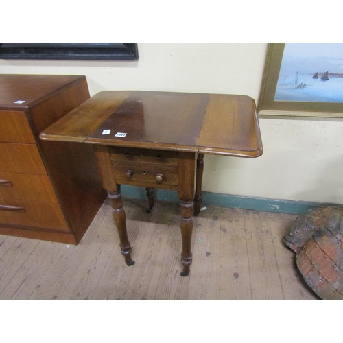 2012 - VICTORIAN MAHOGANY TWIN FLAP BEDROOM TABLE, 74CM W OPEN