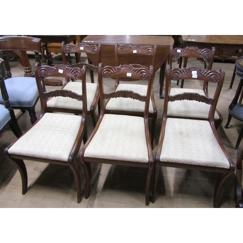 2032A - SET OF SIX 19c MAHOGANY DINING CHAIRS