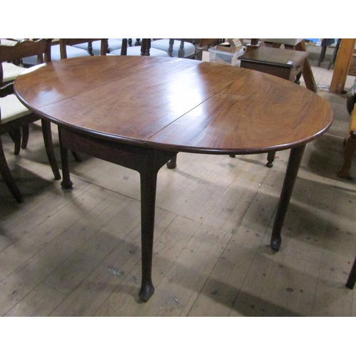 2037 - GEORGE III MAHOGANY TWIN FLAP OVAL DINING TABLE, 112CM W, 70CM H