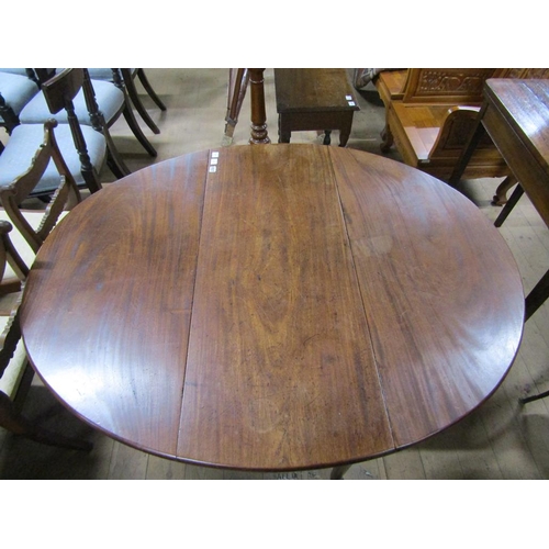 2037 - GEORGE III MAHOGANY TWIN FLAP OVAL DINING TABLE, 112CM W, 70CM H