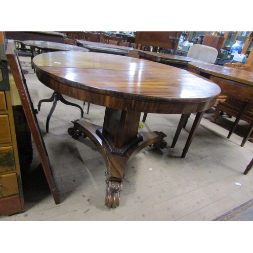 2048 - WILLIAM IV ROSEWOOD CIRCULAR PEDESTAL BREAKFAST TABLE ON PLATFORM WIHT BOLD SCROLLING FEET, 115CM W,... 