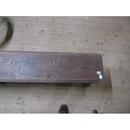 2053 - 19C OAK BENCH, 212CM L