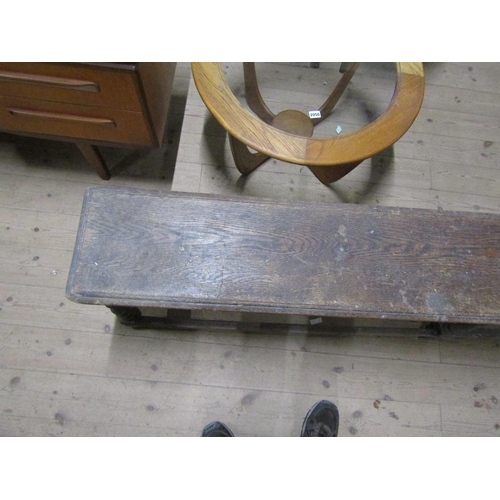 2053 - 19C OAK BENCH, 212CM L