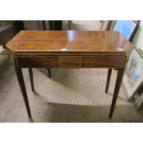 2063 - EARLY 19C MAHOGANY FOLD OVER TEA TABLE WITH CUT OFF CORNERS, 92CM W, 74CM H