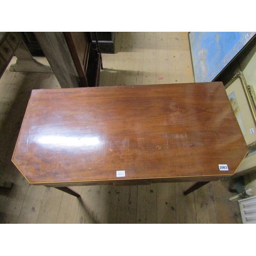 2063 - EARLY 19C MAHOGANY FOLD OVER TEA TABLE WITH CUT OFF CORNERS, 92CM W, 74CM H