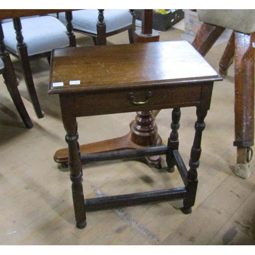 2044A - VICTORIAN OAK SINGLE DRAWER SIDE TABLE, 52CM W, 70CM H