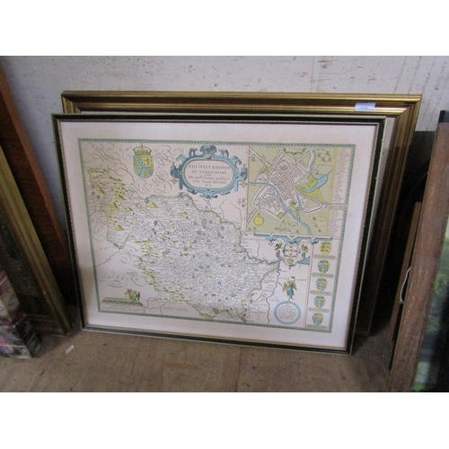 140 - FRAMED OIL , MAP, ENGRAVING