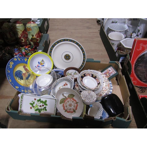 184 - BOX OF CERAMICS, PLATES, TRINKETS ETC