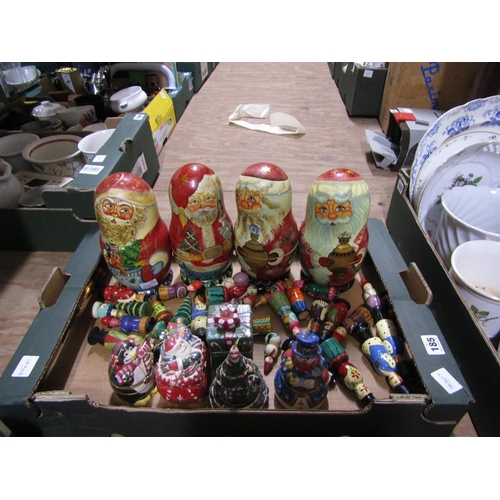 185 - QTY OF RUSSIAN DOLLS AND DECORATIONS, CHIRSTMAS