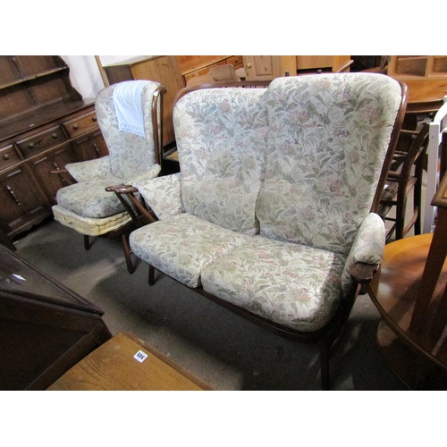 511 - ERCOL TWO SEATER SOFA AND AN ARMCHAIR