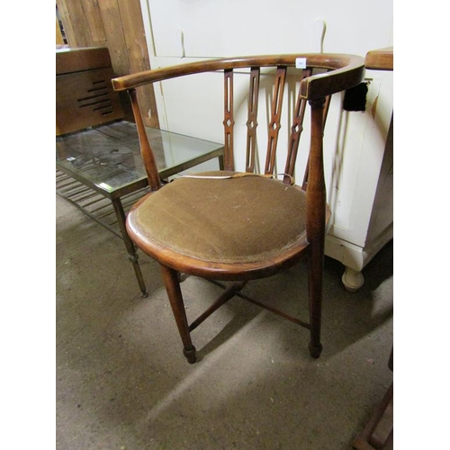 592 - EDWARDIAN INLAID TUB CHAIR