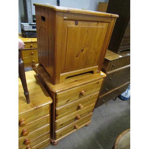 602 - PINE BOX AND A CHEST OF DRAWERS