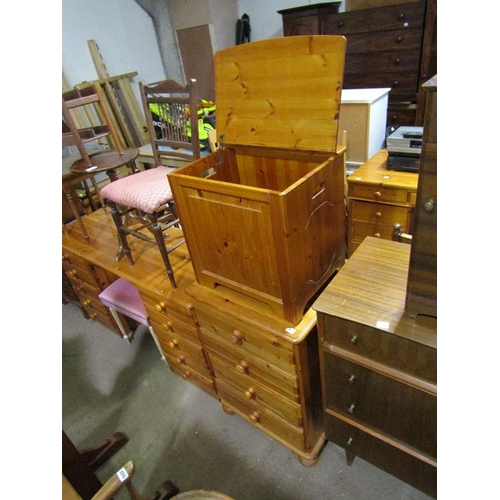 602 - PINE BOX AND A CHEST OF DRAWERS