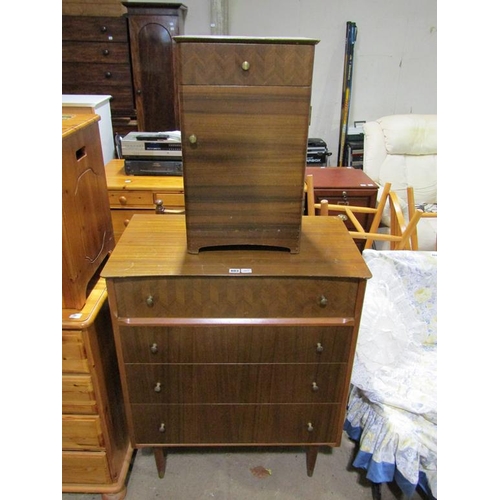 603 - UNIFLEX BEDSIDE CUPBOARD AND A CHEST OF DRAWERS