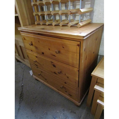 646 - PINE THREE DRAWER CHEST