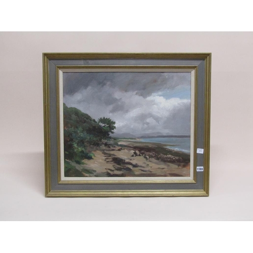 1103 - WILLIAM GARFIT - ROCKY COASTAL BAY, SIGNED OIL ON BOARD, FRAMED, 50CM X 60CM