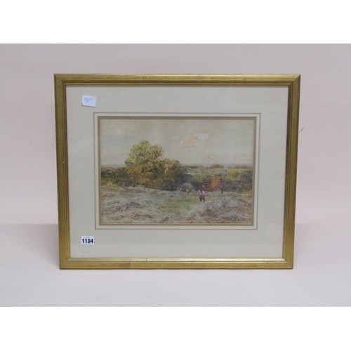 1104 - CLAUDE HAYES - LATE 19C/EARLY 20C HAY MAKING, SIGNED WATERCOLOUR, F/G, 25CM X 35CM