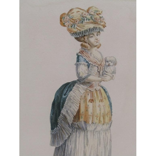 1105 - THREE COLOURED PRINTS - 19C FASHION, EACH F/G, 24CM X 19CM